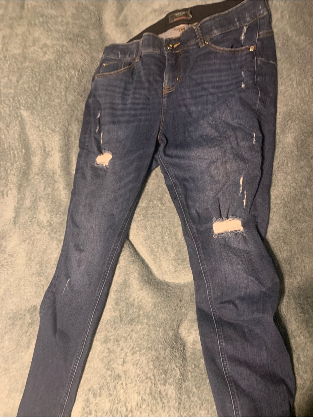 torrid Dark Blue Skinny Distressed Jeans